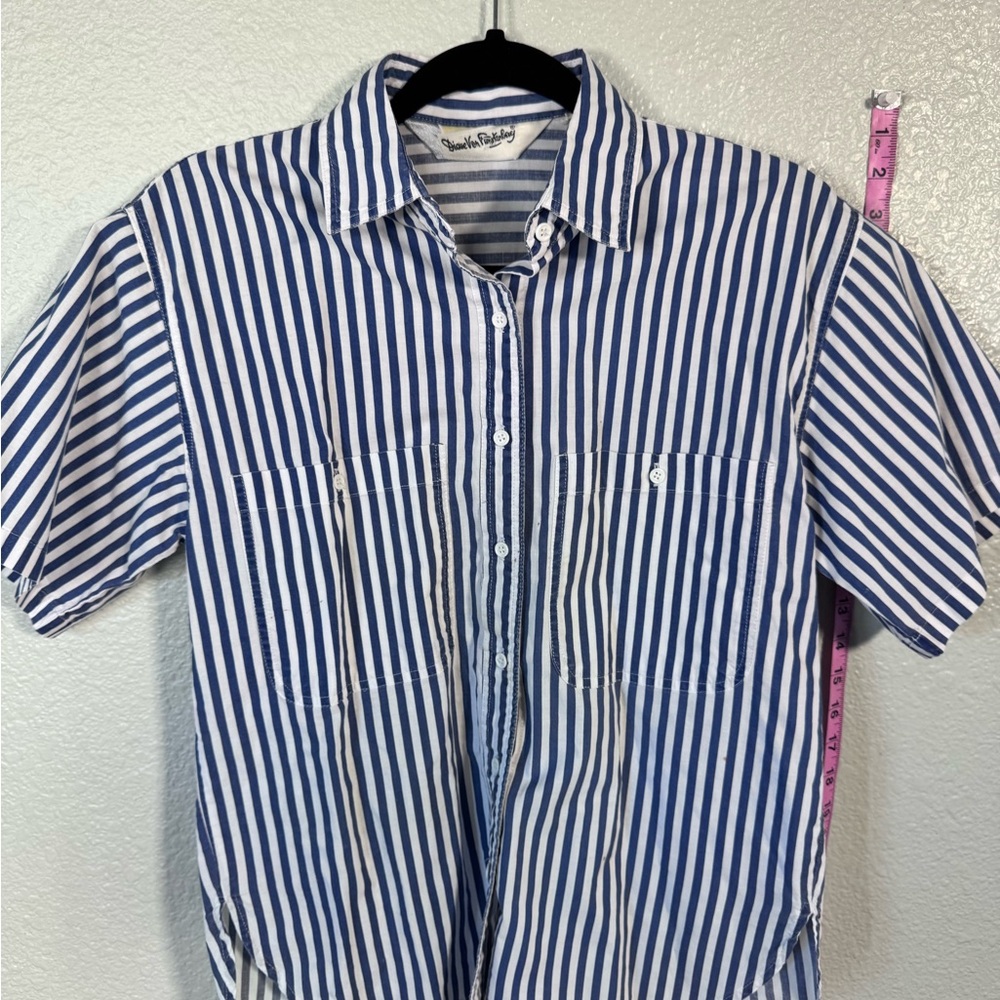 Vintage Diane Von Furstenberg Navy and White Striped Shirt